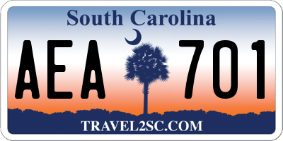 SC license plate AEA701