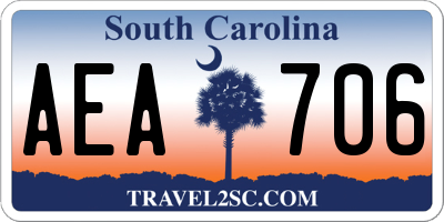 SC license plate AEA706