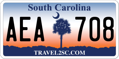 SC license plate AEA708
