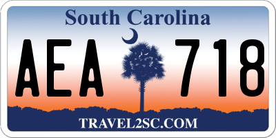 SC license plate AEA718
