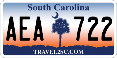 SC license plate AEA722