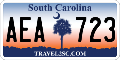 SC license plate AEA723