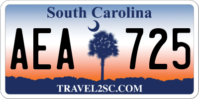SC license plate AEA725