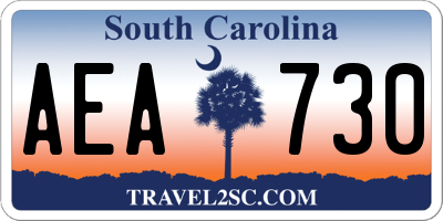 SC license plate AEA730