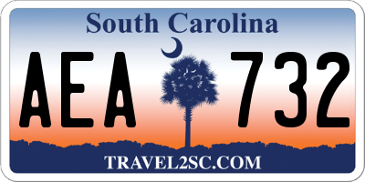 SC license plate AEA732
