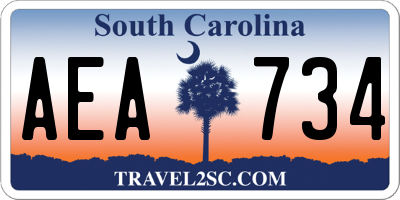 SC license plate AEA734