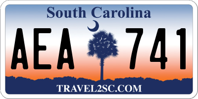 SC license plate AEA741