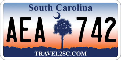 SC license plate AEA742