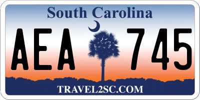 SC license plate AEA745