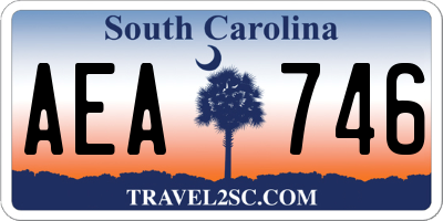 SC license plate AEA746