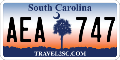 SC license plate AEA747