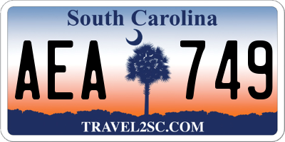 SC license plate AEA749