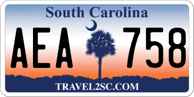 SC license plate AEA758