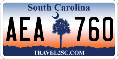 SC license plate AEA760