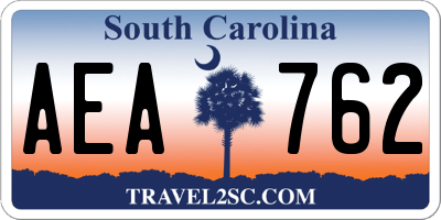 SC license plate AEA762