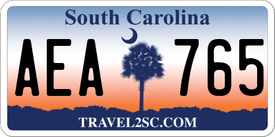 SC license plate AEA765