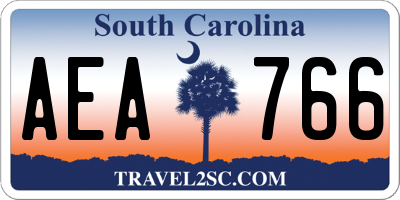 SC license plate AEA766