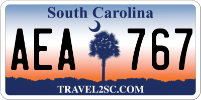 SC license plate AEA767