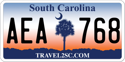 SC license plate AEA768