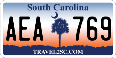 SC license plate AEA769