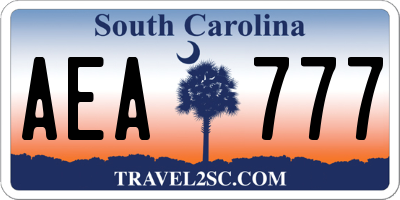 SC license plate AEA777