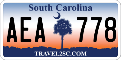 SC license plate AEA778
