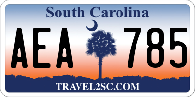 SC license plate AEA785