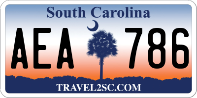 SC license plate AEA786
