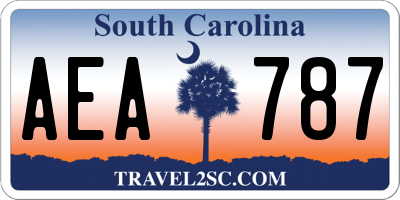 SC license plate AEA787