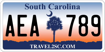 SC license plate AEA789