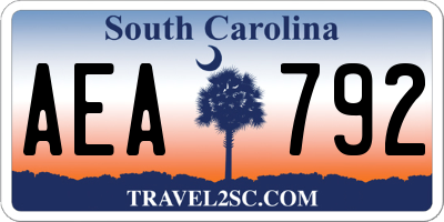 SC license plate AEA792