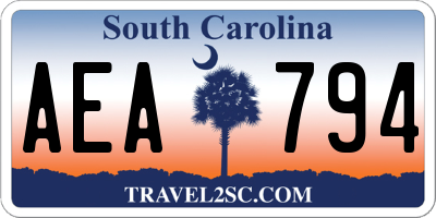 SC license plate AEA794