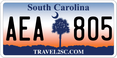 SC license plate AEA805