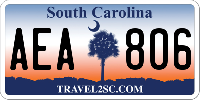 SC license plate AEA806