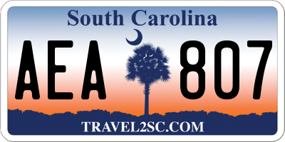 SC license plate AEA807