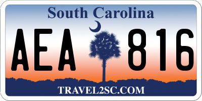 SC license plate AEA816