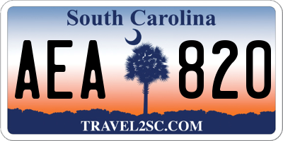 SC license plate AEA820