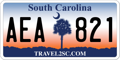 SC license plate AEA821