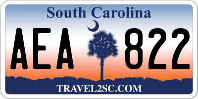 SC license plate AEA822