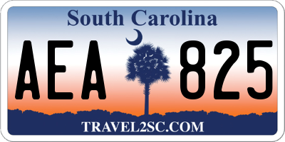 SC license plate AEA825