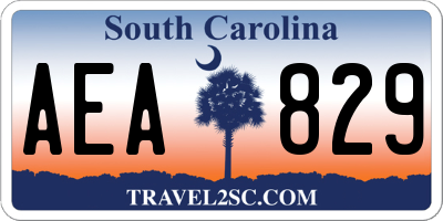 SC license plate AEA829