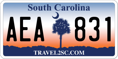 SC license plate AEA831