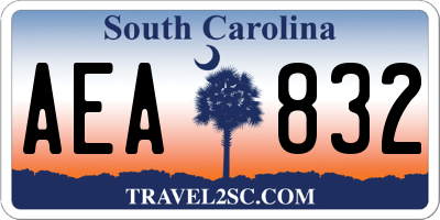 SC license plate AEA832
