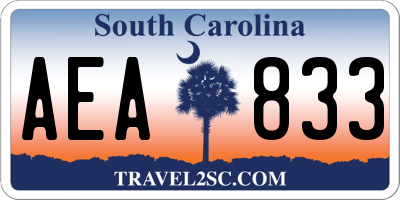 SC license plate AEA833