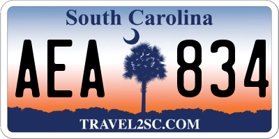 SC license plate AEA834