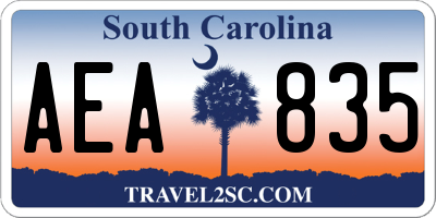 SC license plate AEA835