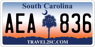SC license plate AEA836