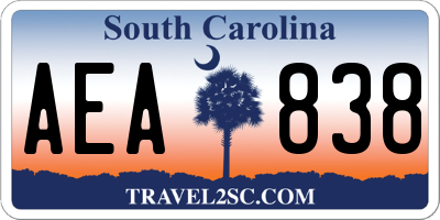 SC license plate AEA838