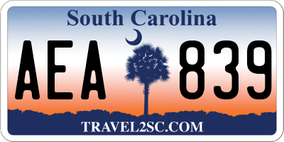 SC license plate AEA839