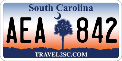 SC license plate AEA842